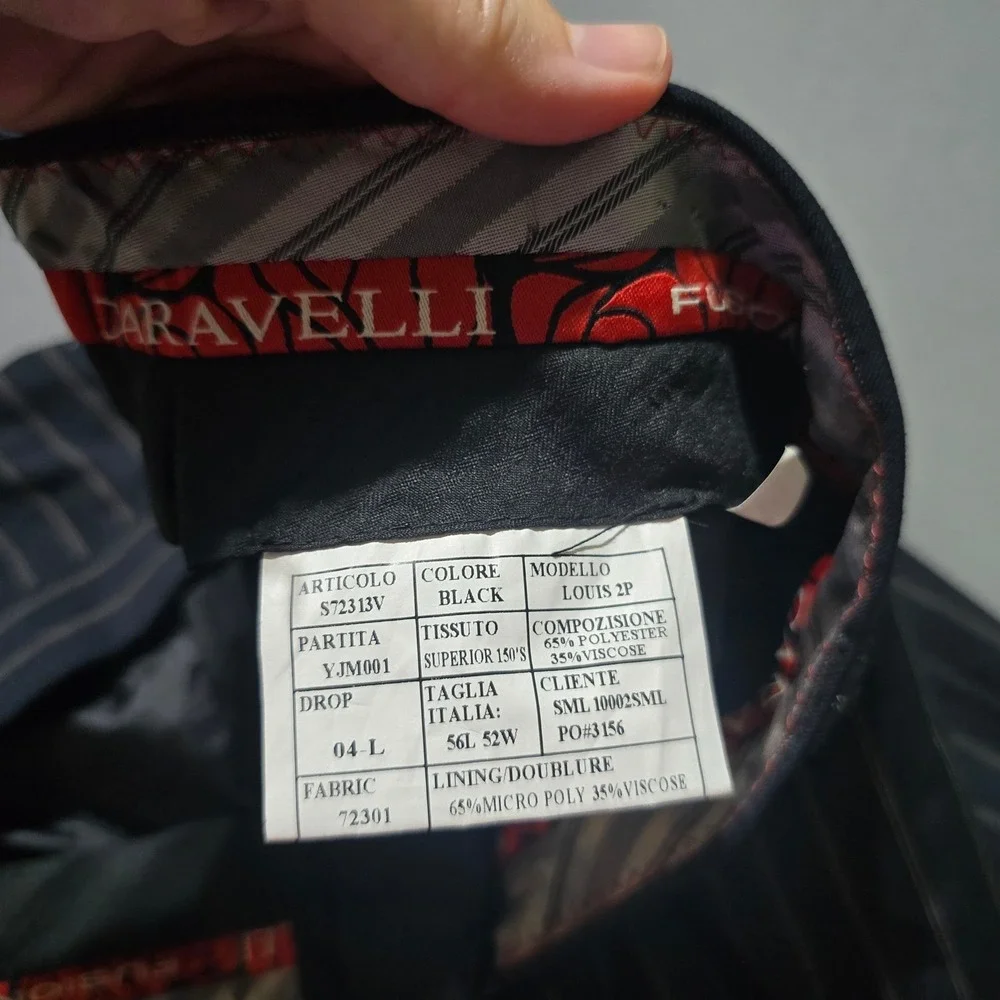 Caravelli Fusion 3 Piece Suit Mens jacket 56L 52x28 pants Vest pinstripe